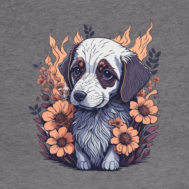 Cute puppy with Flowers by Flowers&Butterflies 